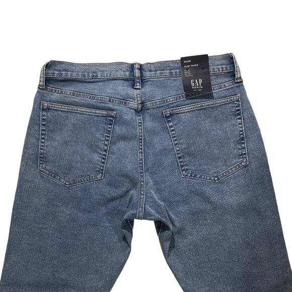 Gap Flex Slim Taper Men Light Wash Jeans Sz 34 x28 NWT Stretch Whiskered Denim - Picture 10 of 13